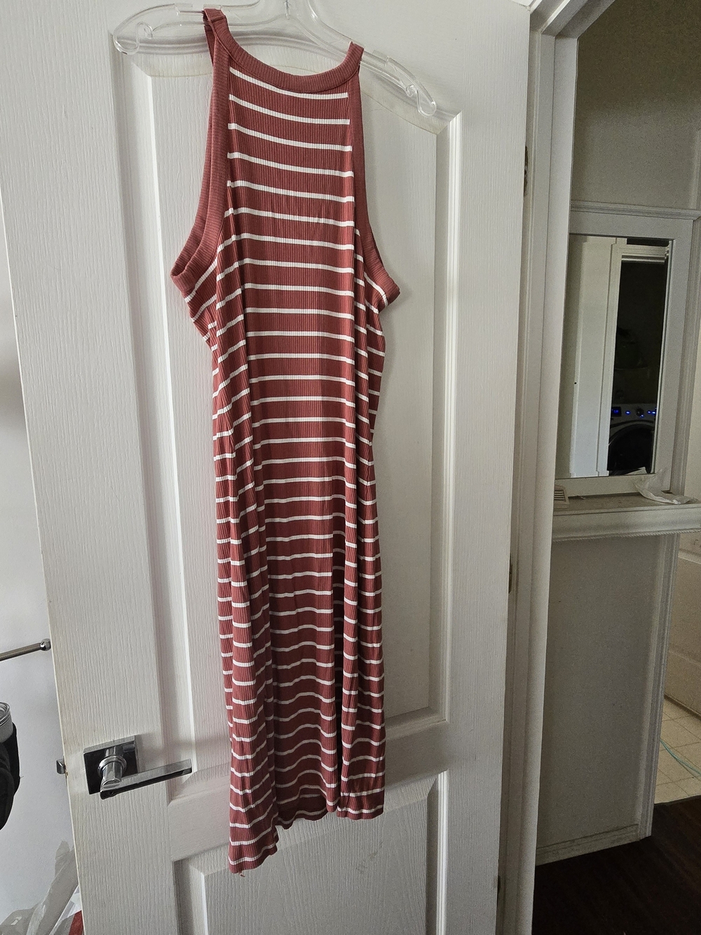 Old Navy Rust Red and White Striped Sleeveless Maxi Dress